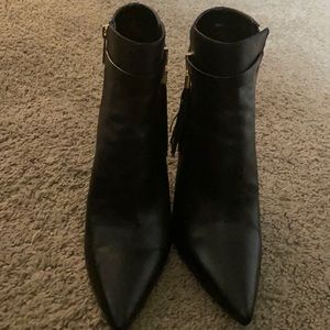 Michael Kors Winslow flex mid bootie in black and Mk signature print boots